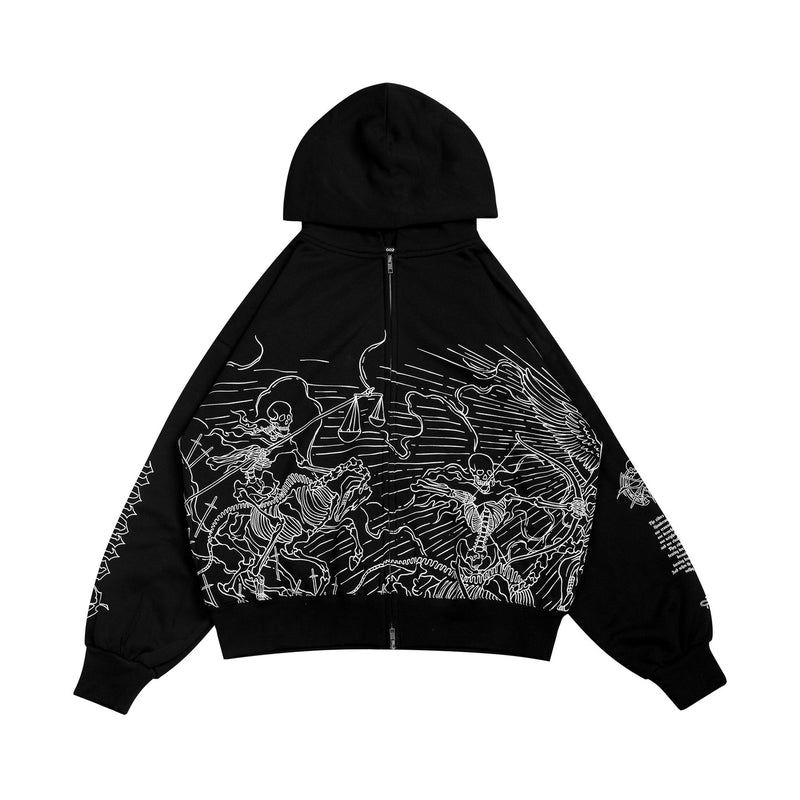 Nekros Boxy Double Zipper Hoodie